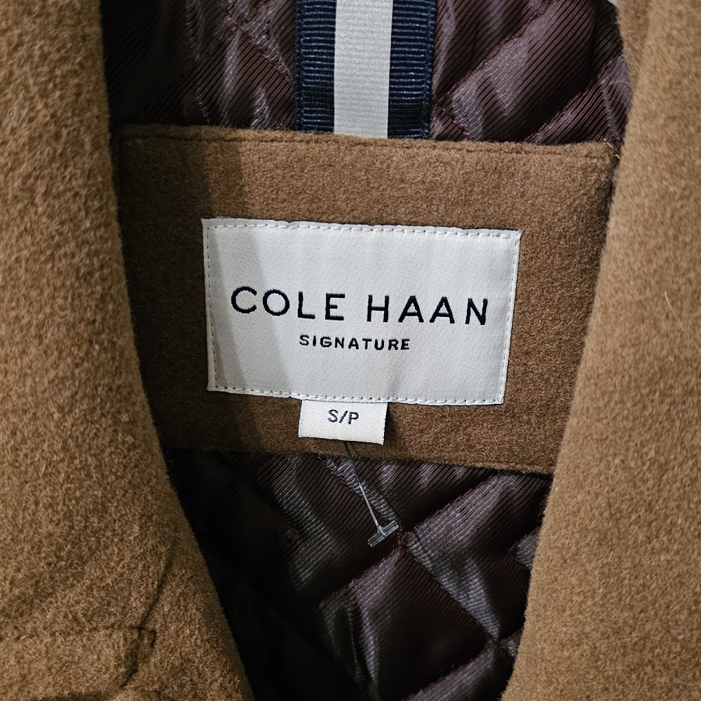 Cole Haan Men’s Wool Blend Coat Brown Button Front Classic Jacket - Picture 4 of 11